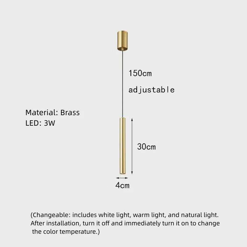 Minimalist brass pendant light for hotel - vue 8 sur 8