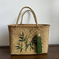 traditional handmade embroidered basket with tea gift box