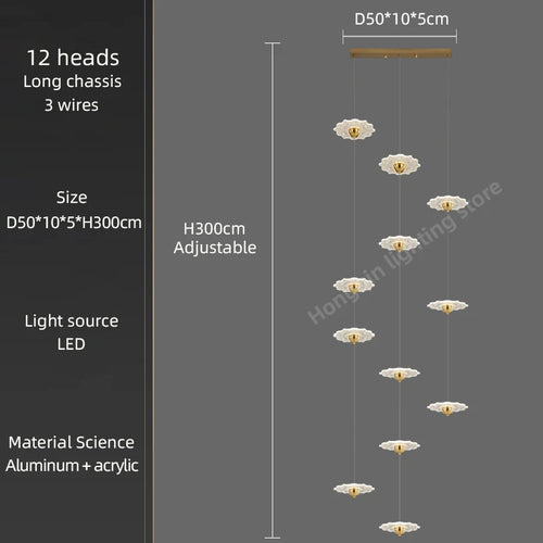 Modern LED chandelier for decorative indoor lighting - vue 9 sur 26