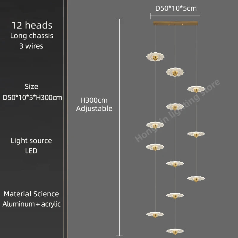 Modern LED chandelier for decorative indoor lighting - vue 8 sur 26