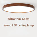 Ultra-slim Chinese walnut round wood ceiling light, Nordic design for bedroom, study, balcony or hallway
