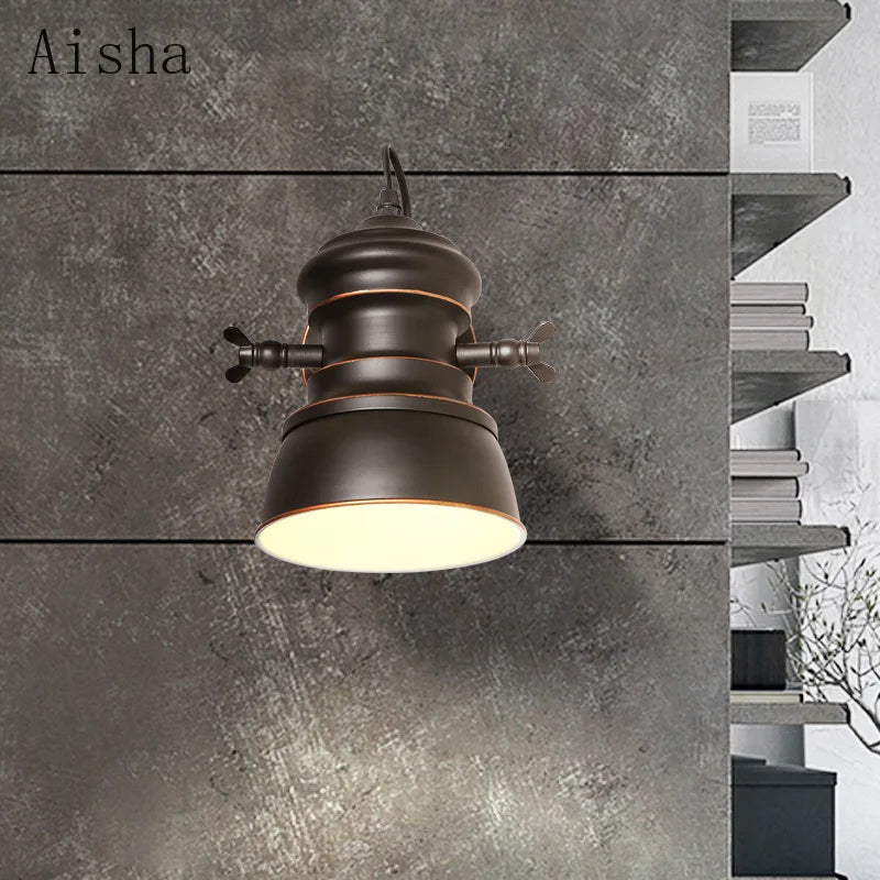 Retro industrial wall light for creative and nostalgic decor - vue 7 sur 7