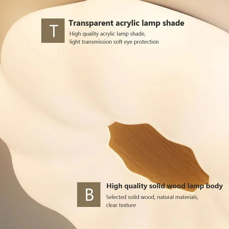 Nordic solid wood ceiling light with acrylic shade for living room, bedroom, hotel or restaurant - vue 6 sur 14