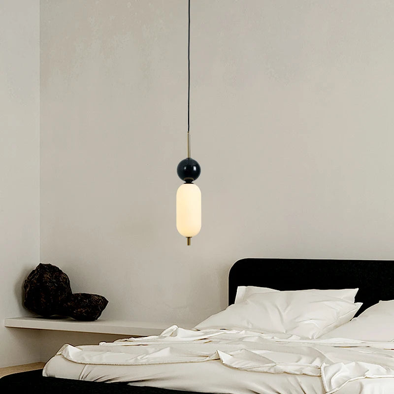 LED pendant light in acrylic and natural marble - vue 2 sur 7