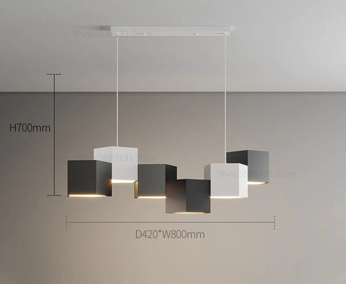 Modern simple nordic style creative hexagonal prism indoor chandelier - vue 11 sur 11