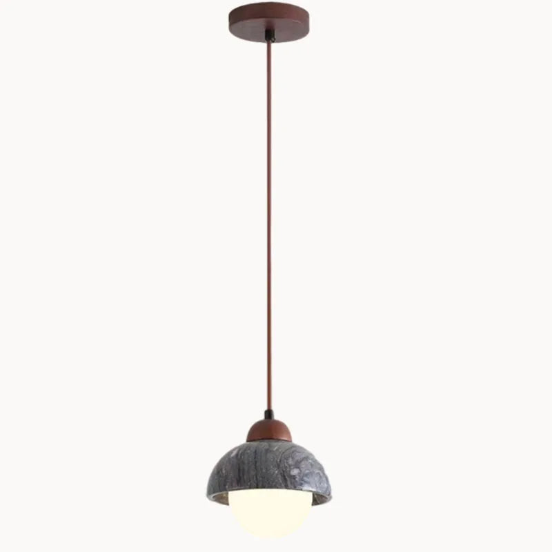 Modern marble and wood pendant light for bar - vue 6 sur 9