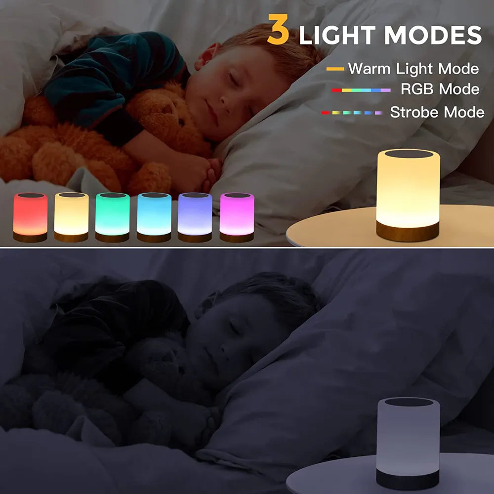 Touch LED table lamp with RGB, portable bedside light with touch sensor for children's gifts - vue 5 sur 10