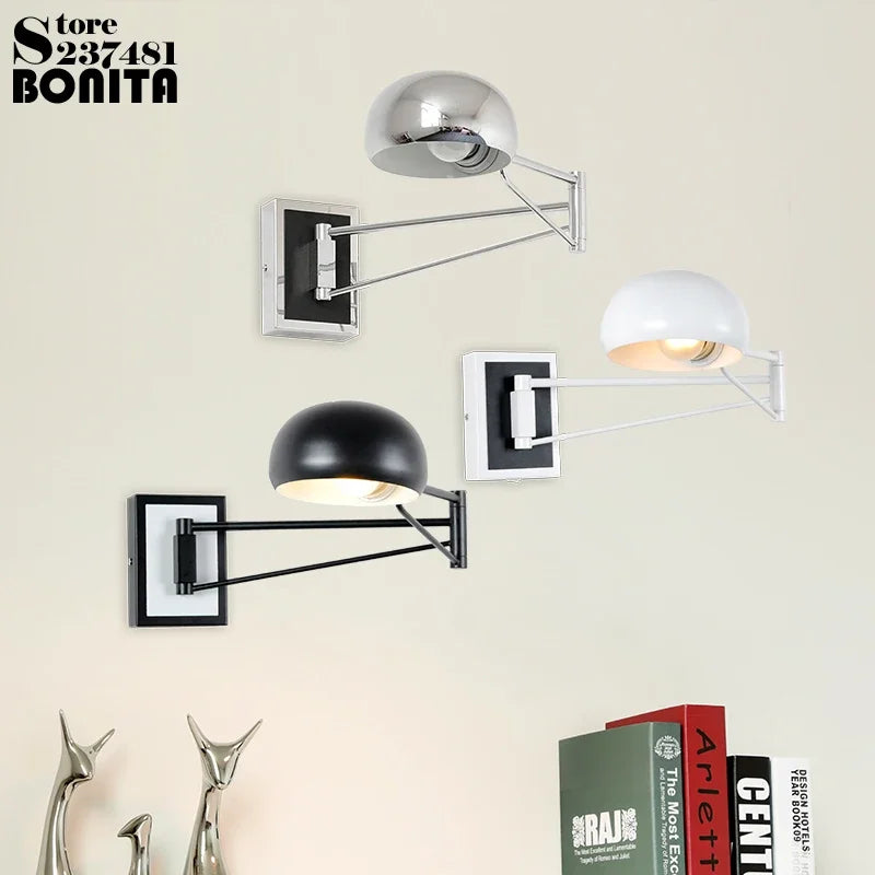 Modern adjustable retractable wall light with dimmable LED - vue 3 sur 17