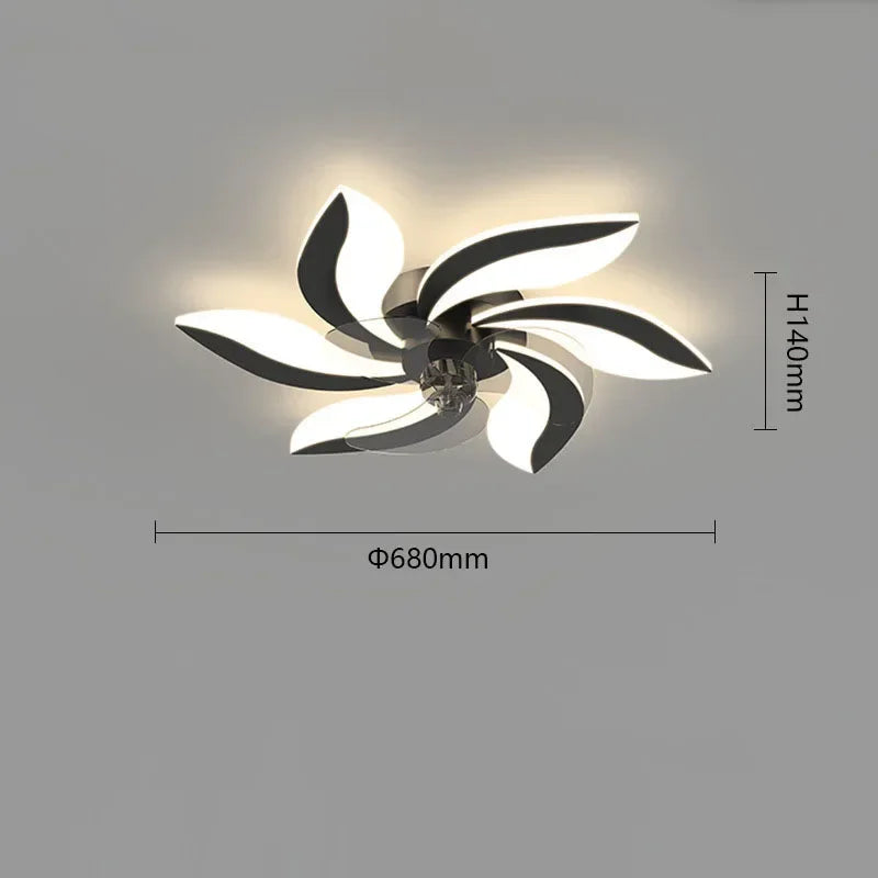 Ceiling fan with light and remote control for indoor use