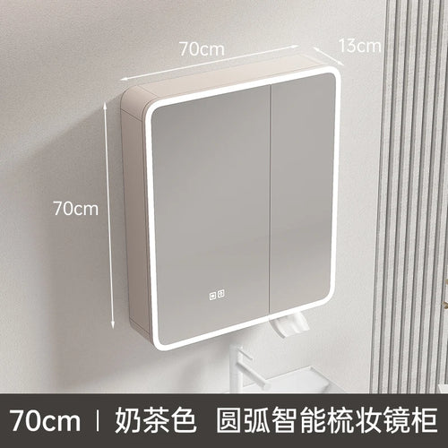 circular aluminum wardrobe with mirror, smart lighting and storage - vue 11 sur 32