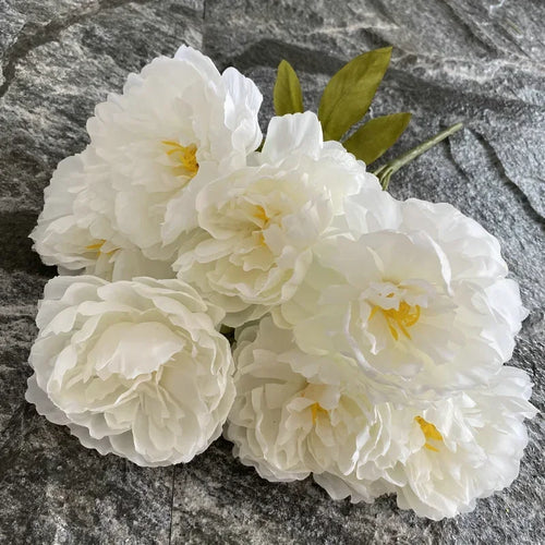 Bouquet of seven silk peonies for home and wedding decoration
