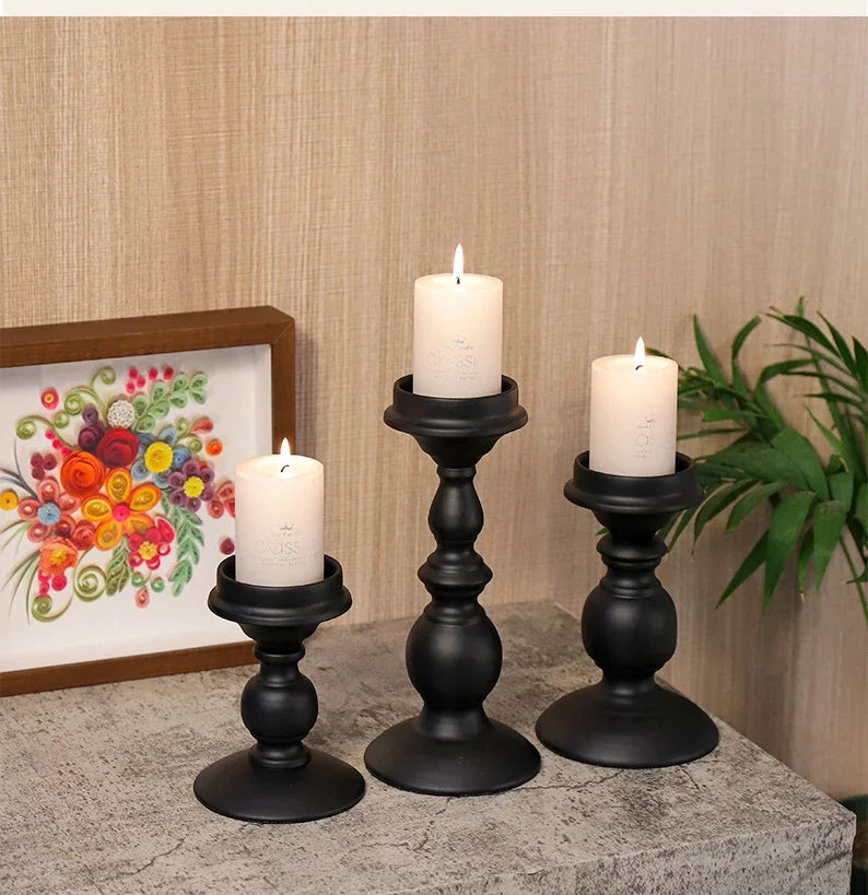 Black iron candle holder nordic style for decoration and weddings - vue 6 sur 9