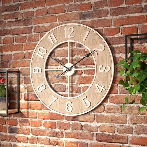 silent wood grain wall clock for home decor - vue 7 sur 7
