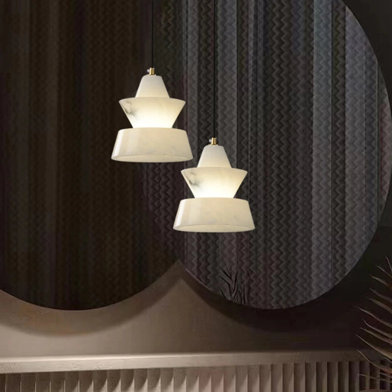 Natural marble chandelier retro pendant nordic decor