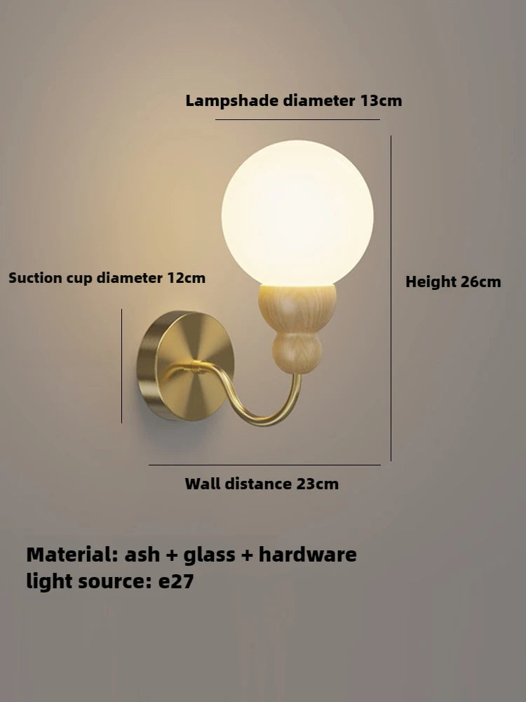 Retro glass and wood pendant lamp for an elegant interior - vue 9 sur 14