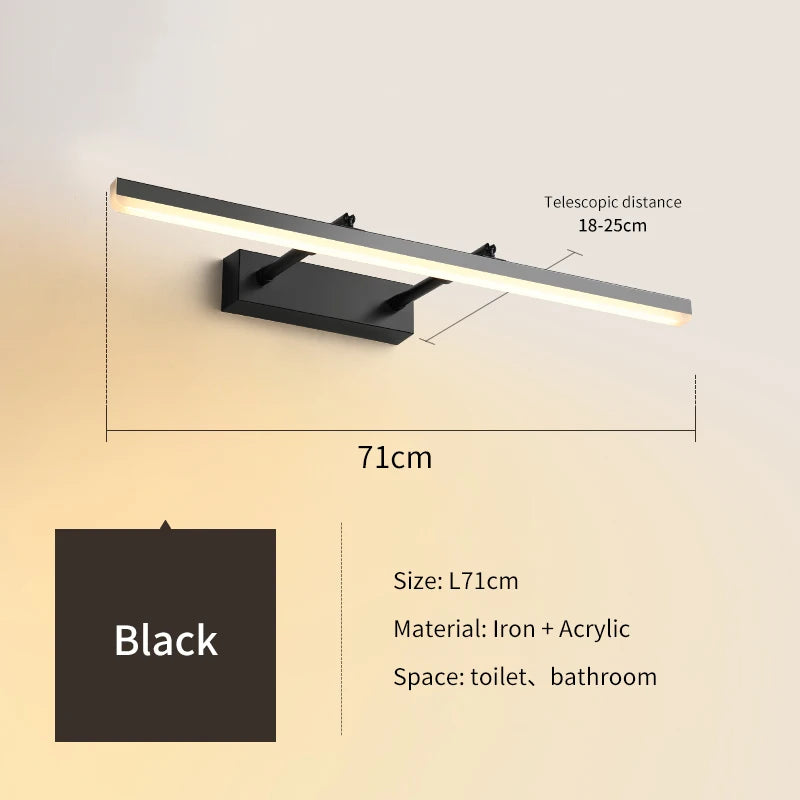 Modern minimalist adjustable and retractable LED mirror lamp