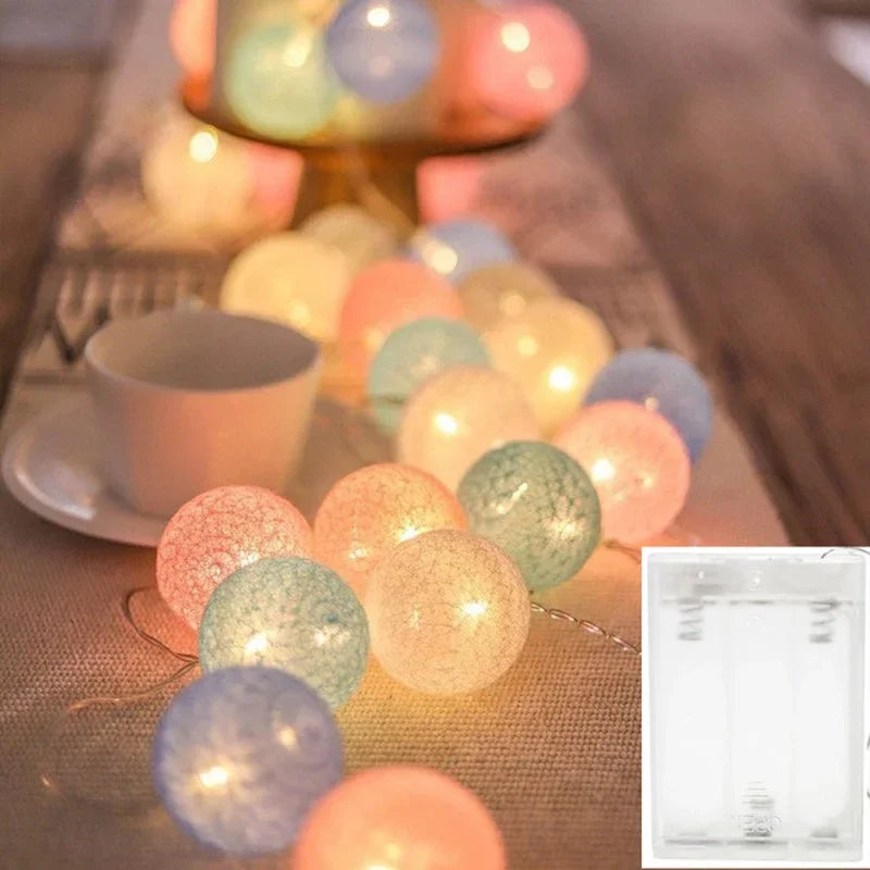 Cotton Ball Garland Lights String, Fairy Lights, Christmas, XmasHoliday Wedding Party, Baby Bed, Outdoor Decorations, 6m, 40 LED - vue 4 sur 16
