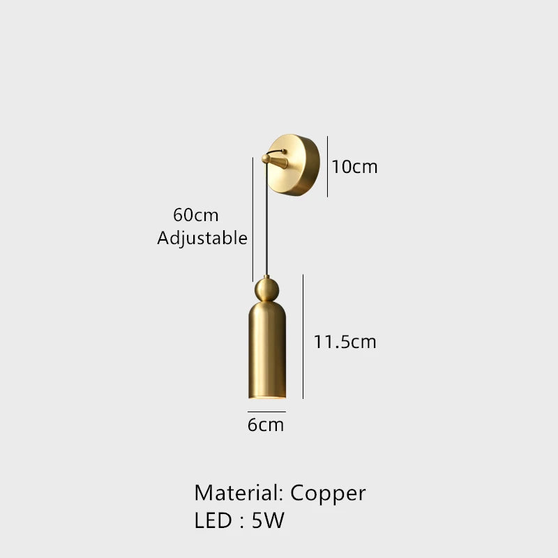 Modern minimalist copper adjustable wall light - vue 8 sur 8