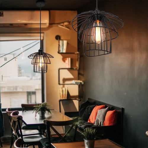 Modern retro iron pendant light for interior decoration - vue 3 sur 6