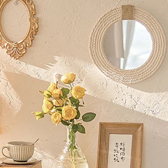 Nordic style hand-woven wall-mounted decorative hanging mirror