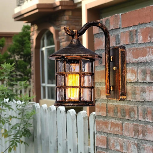 Rustic outdoor waterproof iron wall light - vue 4 sur 8