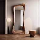French decorative mirror in walnut wood, luxury retro style