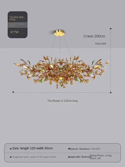 Custom glass ginkgo modern pendant light for elegant lighting - vue 11 sur 16