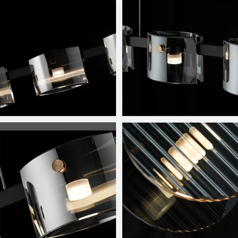 Sandyha modern minimalist glass shade LED pendant chandelier - vue 6 sur 25