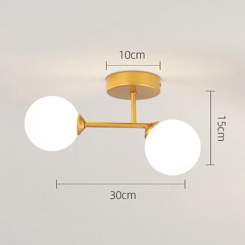 Led ceiling light nordic sphere for bedroom, living room, hallway decor - vue 6 sur 8