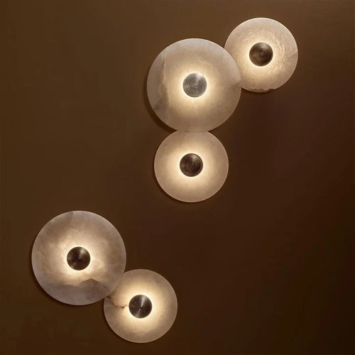 Gold metal and natural marble LED wall light for modern lighting