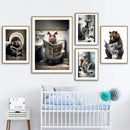Humorous animal bathroom wall decor