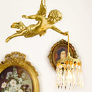 Modern LED chandelier with medieval crystal angel in bronze