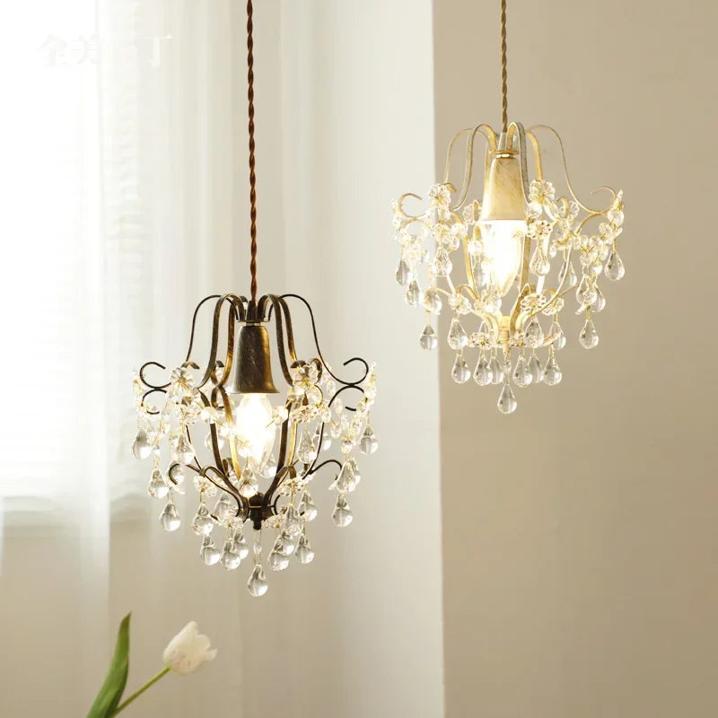 Retro crystal water drop pendant light for elegant decoration