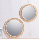 Round rattan wall mirror for interior decoration