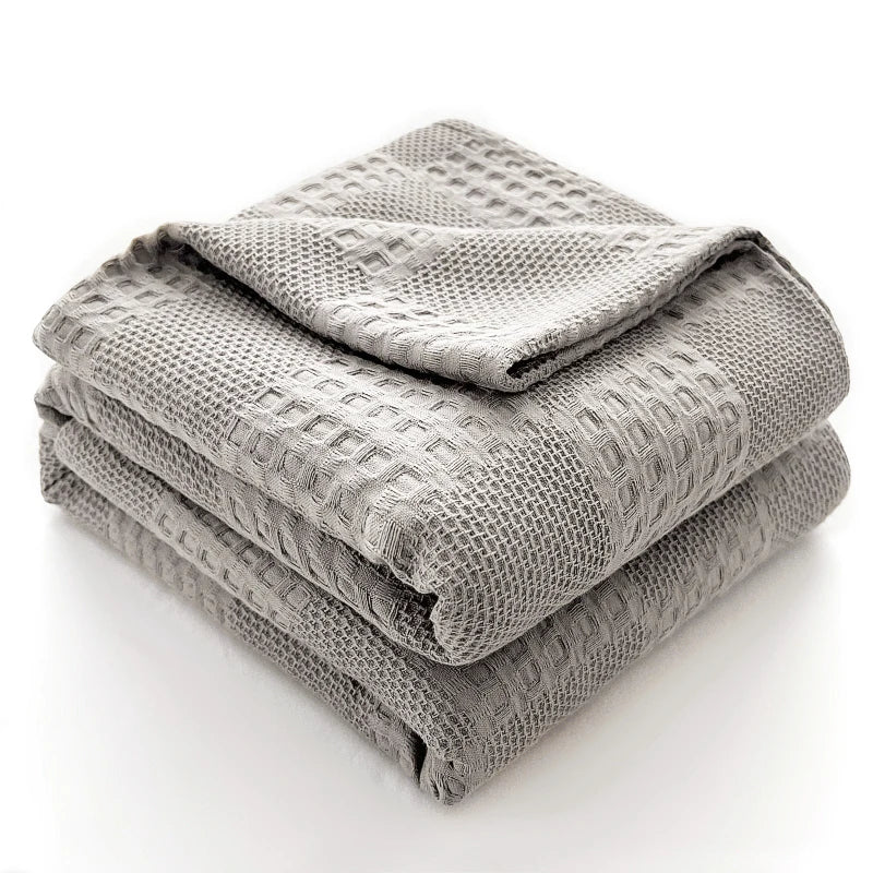 Breathable waffle cotton throw blanket for living room and bedroom