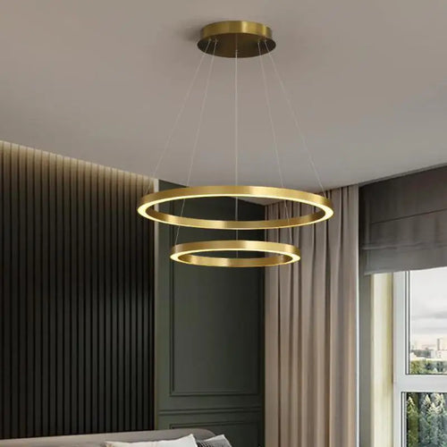 Nordic circular LED chandelier for luxurious interior decor - vue 7 sur 12
