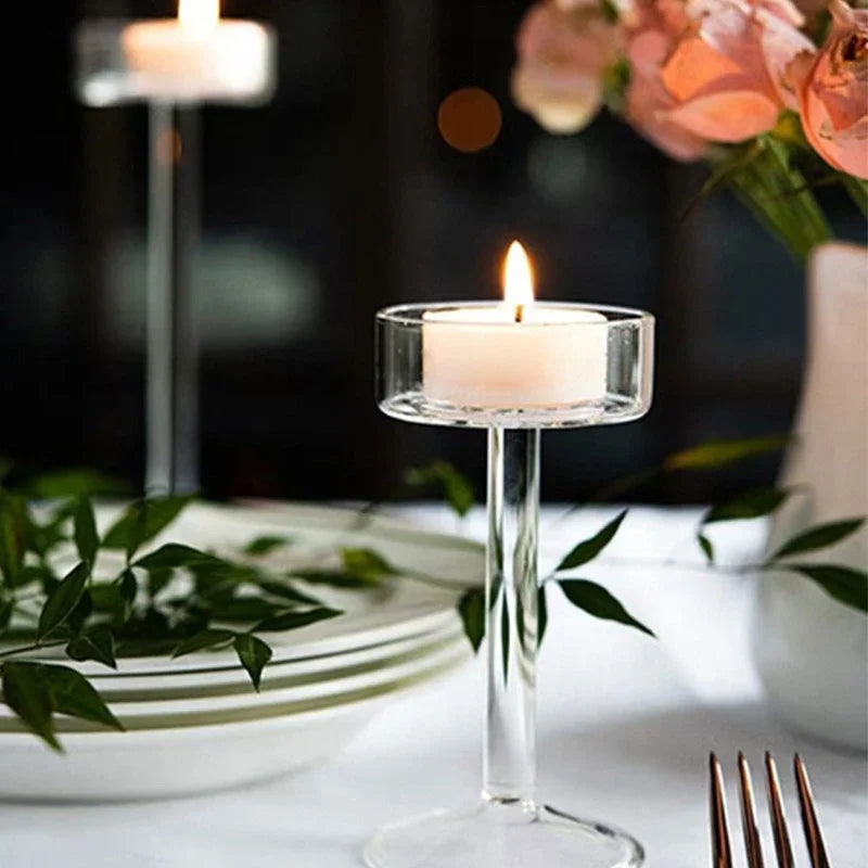 Large glass candle holder for wedding and romantic party decoration - vue 5 sur 9
