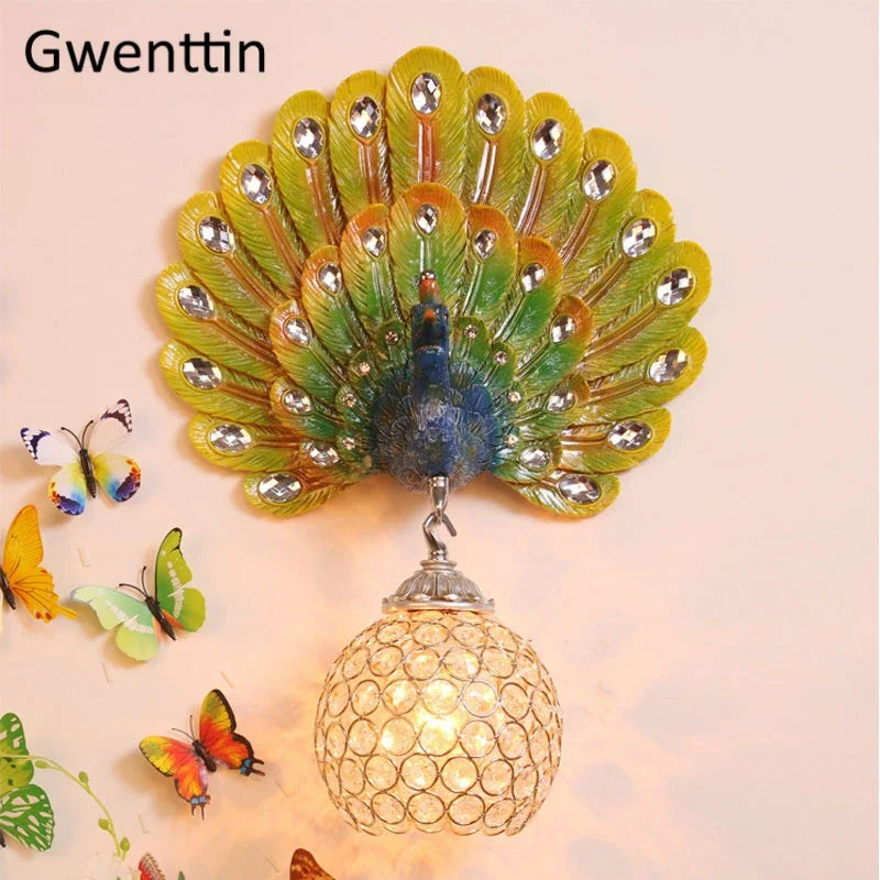 Peacock LED wall light for modern decor