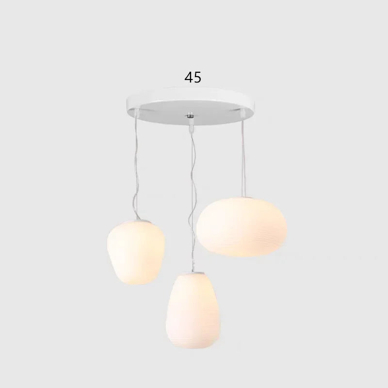Modern Japanese style glass LED pendant light for elegant interiors - vue 7 sur 14