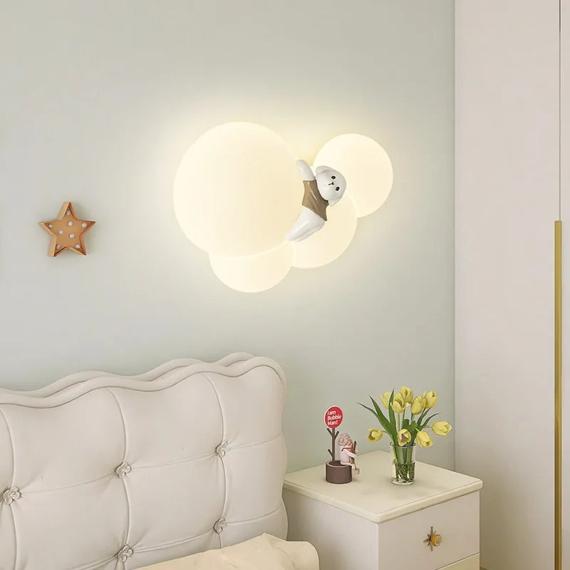 Cloud wall light with bear and dog decorative children's night light
