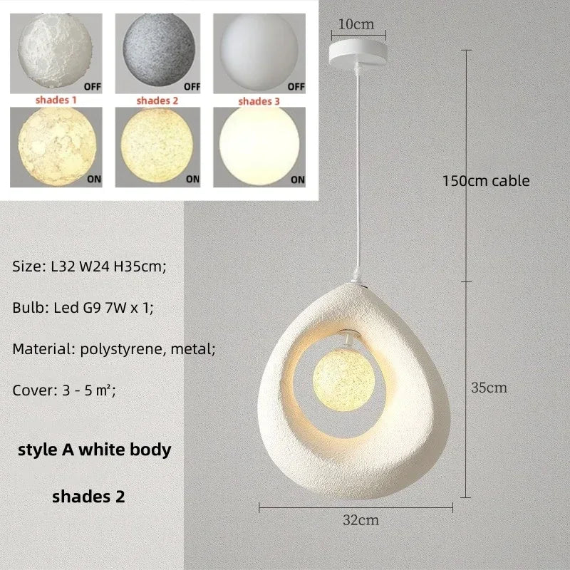 Nordic LED pendant lamp wabi sabi style for dining room and bedroom