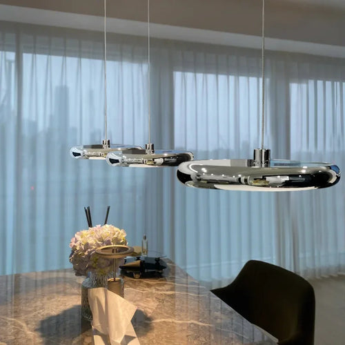 Modern circular aluminium LED pendant light for indoor use - vue 2 sur 17