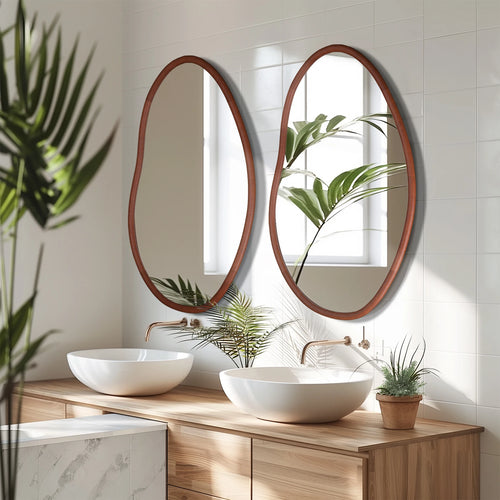 large decorative wall mirror with solid wood frame - vue 4 sur 7