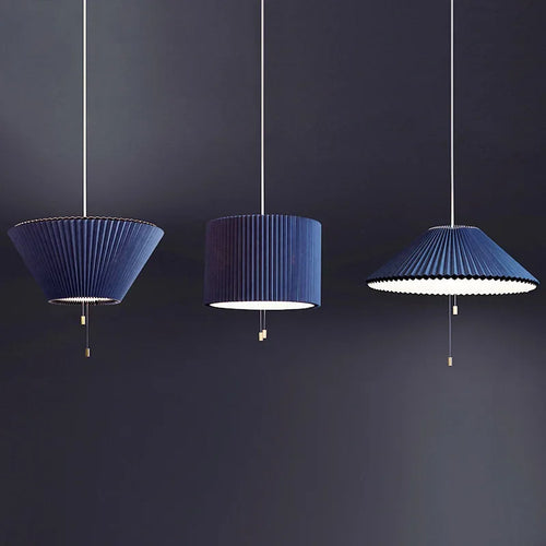 Art design pleated fabric pendant light with LED for living and dining room - vue 4 sur 9
