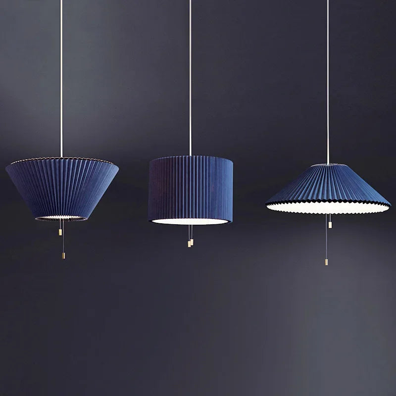 Art design pleated fabric pendant light with LED for living and dining room - vue 4 sur 9