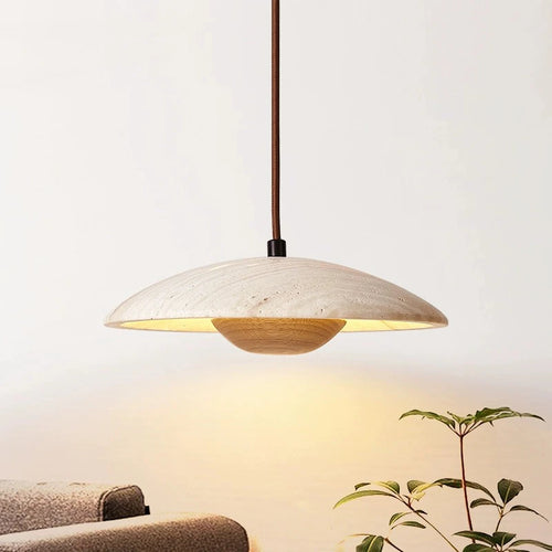 Nordic retro travertine wabi-sabi style LED pendant light - vue 2 sur 7