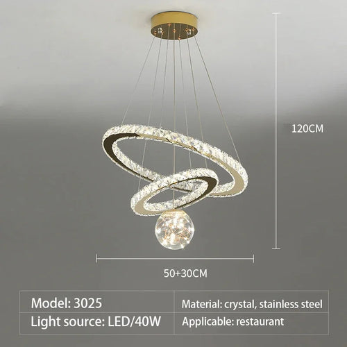 Modern crystal LED chandelier with gold star finish