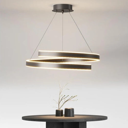 Tondi simple black/white chandelier for living room, dining room, kitchen – round interior lighting - vue 3 sur 12