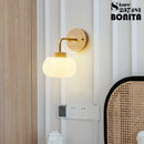 Solid wood pumpkin wall light with pull switch
