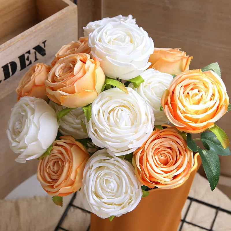 Silk artificial rose bouquet for elegant decoration